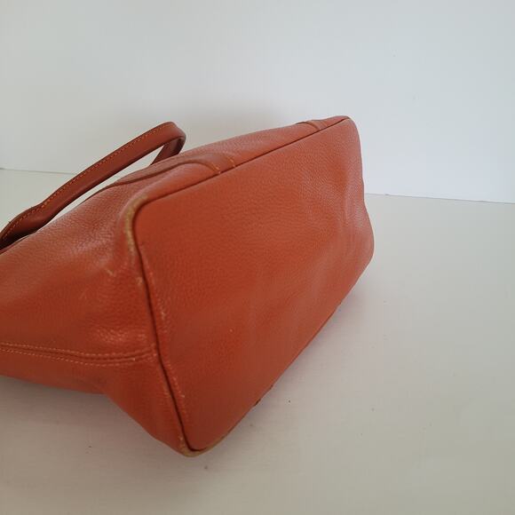 Longchamp Paris Legacy Orange Saddle Pebble Leather Zip Tote Bag Purse Medium - Picture 8 of 12